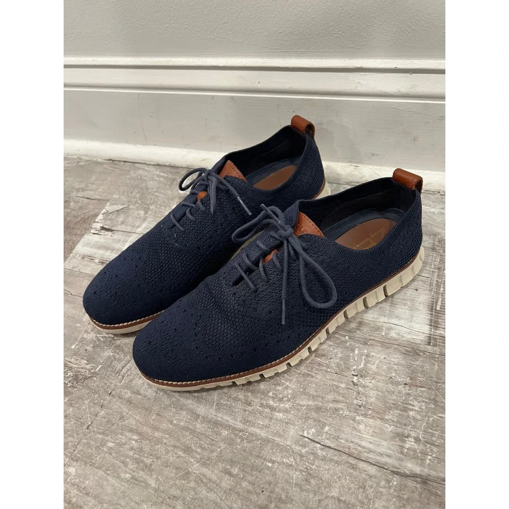 Cole Haan Men's Oxfords Navy Blue Zerogrand Knit Dress Shoes Size 9.5M